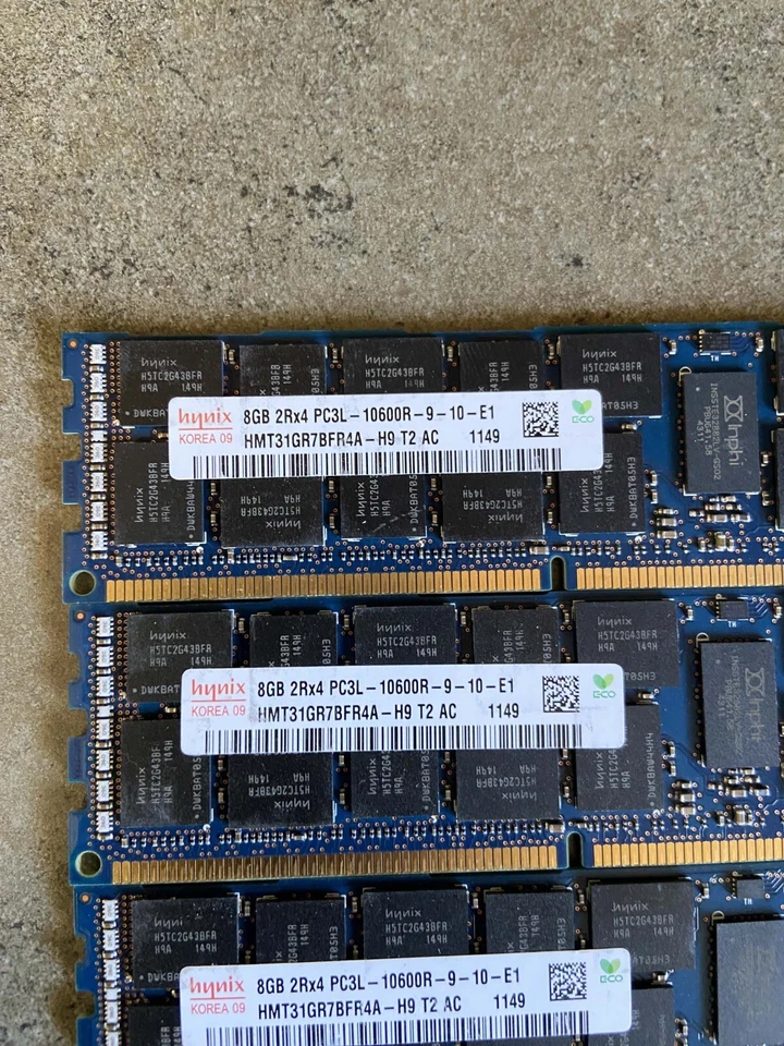 Hynix 8GB 2Rx4 PC3L-10600R-9-10-E1 HMT31GR78FR4A-H9 T2 AC DIMMs lot of 4 - Image 3 of 3