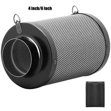 4/6 Inch Air Carbon Filter with Prefilter for Inline Duct Fan Grow Tent Black
