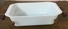 Pyrex White Loaf Bread Pan 9x5x3 #215-B w/Copper Chafing Stand-SpringFit