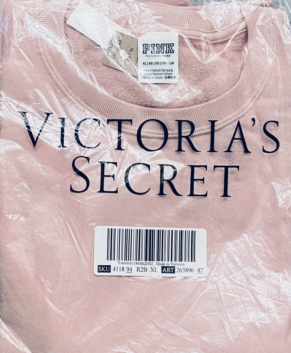 NWT Victoria's Secret Pink XL Crew Sweatshirt Pink Tie-Dye Size XL