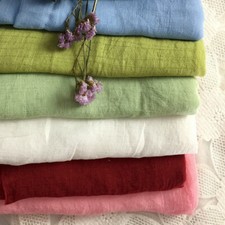Translucent Cotton Linen Fabric Flax Plain DIY Material Clothes Dress Shirt