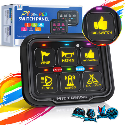 MICTUNING P8-Ultra 6 Gang Switch Panel Kit, Led Light Bar Relay System Power Box