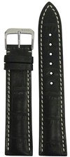 20mm RIOS1931 for Panatime Black - New Orleans Leather Watch Band w Gator Print