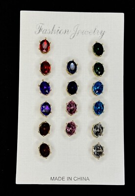 Colorful Crystal Stud Earrings 8 Sets: A Rainbow of Sparkle for Every Occasion