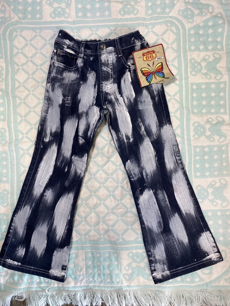 Vintage Girls K-Mart Route 66 Tie-Dye Flared Bell Bottom Jeans