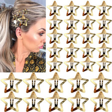 30 PCS Gold Star Hair Clips,20PCS 1.22"Star hair Clip and 10 PCS 1.65"Hair Clip