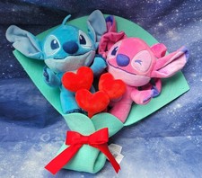 Disney Lilo Stitch Angel Valentine s Day Plush Bouquet Hearts Stuffed Animal