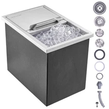 VEVOR 18"x12"x14.5" Drop in Ice Chest Ice Cooler Ice Bin Stainless Steel w/Cover