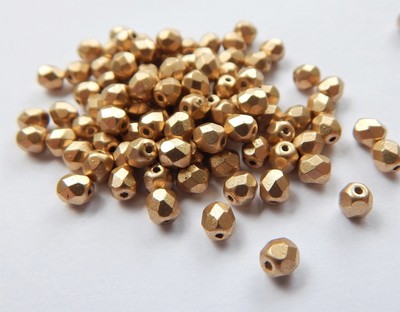Firepolish 4mm (100 beads) Matte Metallic Aztec Gold Czech Glass Beads