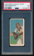 1909-11 T206 Fred Snodgrass Catching NY Giants Sweet Caporal 350 PSA 1.5 FR