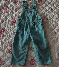 Vintage OshKosh Girls 2T 1990s Blue Corduroy Floral Overalls Romper