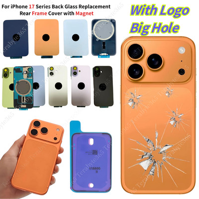 For iPhone 17 Pro Max/17 Back Glass Replacement Rear Frame Cover with Magnet Lot