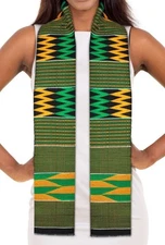 Traditional Double Weave Premium Handwoven Kente Cloth green