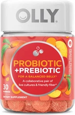 OLLY Probiotic + Prebiotic Gummy, Digestive Support and Gut Health, 500 Million