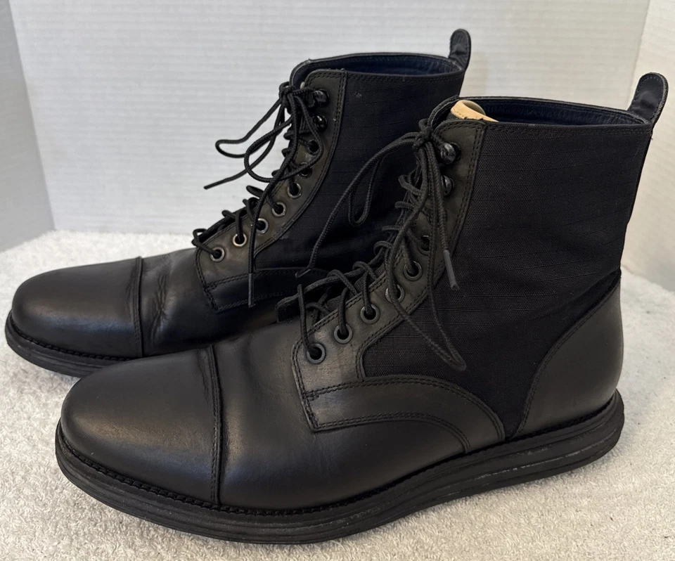 Cole-Haan Mens Lunargrand Black Waterproof Leather/Fabric Cap Toe Boots Sz 10.5M - Image 3 of 4