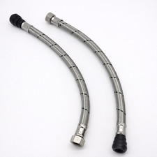 WRAS Push Fit Tap Connector 15mm x 1/2" x 500mm Braided Hose Pair