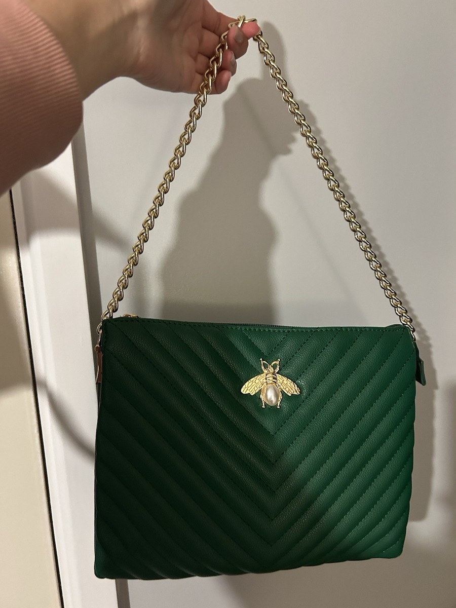 Jamie by Jamie bags Green and gold bee shoulder bag UK