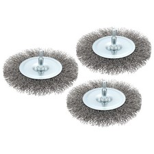 Wire Wheel Brush, 3pcs 4in Crimped Steel Wire 0.012"(0.3mm), 1/4in Hex Shank
