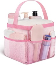 Light Pink Waterproof Shower Caddy with 9 Pockets - Perfect for Students