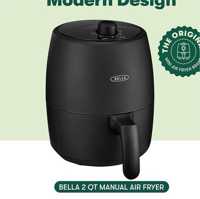 Bella 2 QT Manual Control Air Fryer Black with Basket