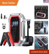 Compact 5000A Peak Car Jump Starter with 160 PSI Compressor - Emergency Ready