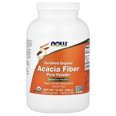 Now Foods Certified Organic Acacia Fiber Powder 12 oz 340 g GMP Quality Assured,