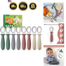 8 PCS Toddler Spoons Set - Baby Spoons with Silicone Handle Children safe 18/...
