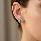 Alluring Mint Green Tourmaline 4.50Ct 925 Sterling Silver Handmade Halo Earrings