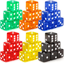 36 Pieces Casino Dice Set 19mm Large Dice Game Acrylic 6 Sided Colored Dice B...
