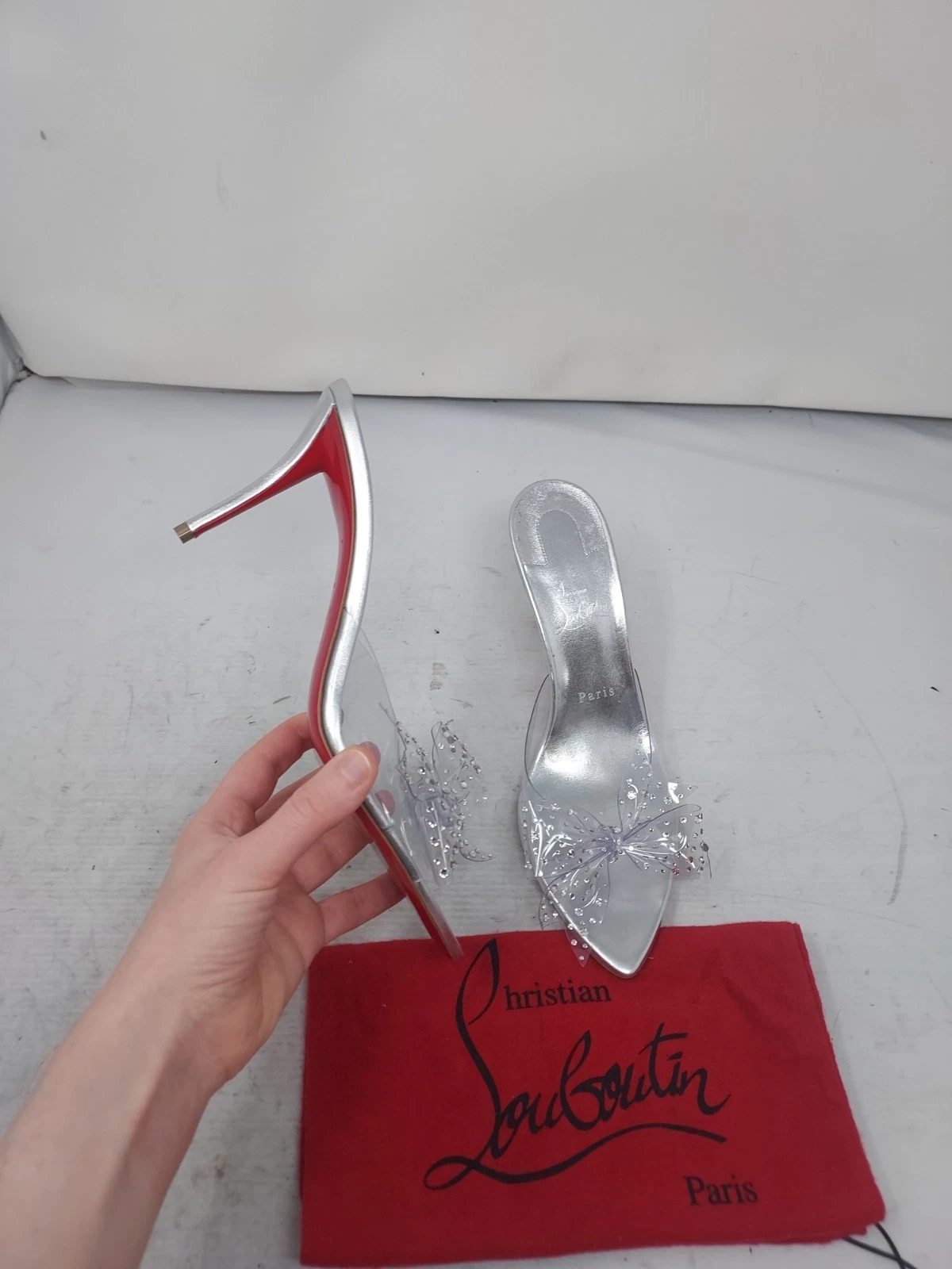 Christian Louboutin — Christian Louboutin EU 39.5 US 9.5 NEW Strass Bow Wedding Crystal PVC Sandal