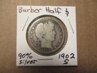 Barber Half Dollar,  1902-S, 90% SILVER!! #101