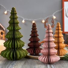 Christmas Tree Centerpiece 4PC Paper Honeycomb 3D Table Xmas Home Decoration