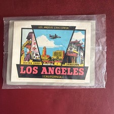 1950’s LOS ANGELES CALIFORNIA TRAVEL SOUVENIR VINTAGE WATER DECAL RARE NOS