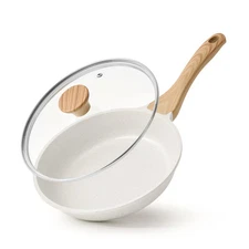 Nonstick Ceramic Frying Pan Skillet with Lid, 8 Inch Omelet Pan, Healthy Non ...