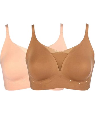Rhonda Shear 2-pack Breathable Gel Support Bra Sienna/Pink Beige Medium