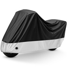 Waterproof Motorcycle Cover Black Fits Up to 91" w/ Lock Holes