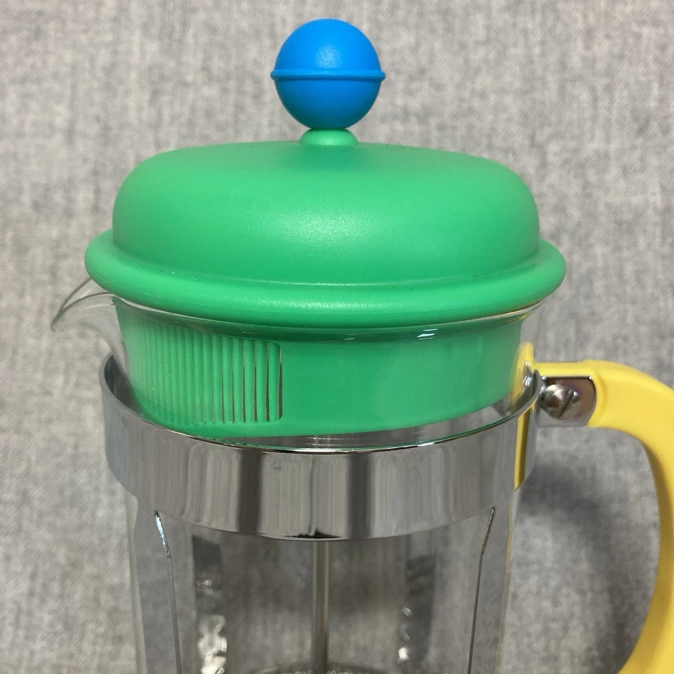 Café Bodum edição limitada 70 aniversário amarelo verde azul imprensa francesa 2014 - Imagem 2 de 4