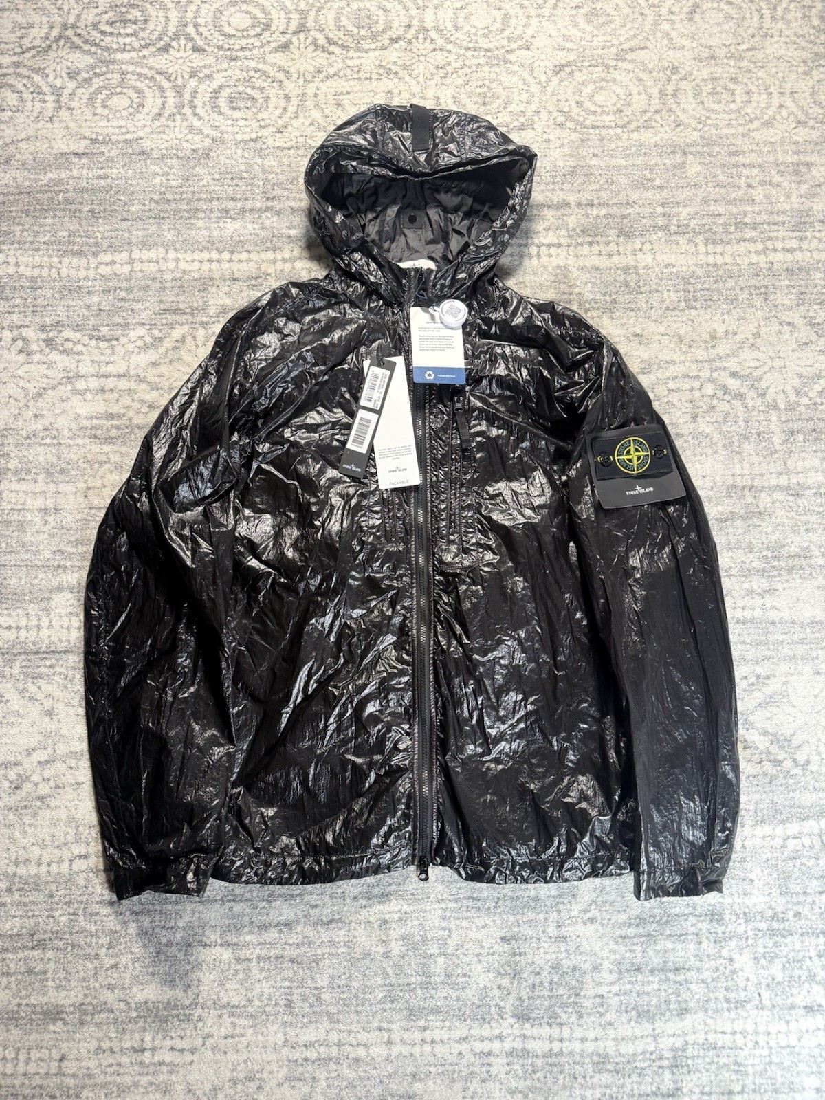 Stone Island Authentic Rare Lucido TC Hooded Packable Black Jacket Sz XL NEW thumbnail 3