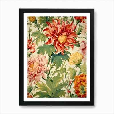 Blumenmuster Tapete Muster 9 Kunstdruck gerahmt Wandbild Poster Leinwanddruck Bild