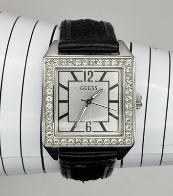 Guess Waterpro Womens Watch 34mm Silver Tone Square Dial Crystals #7.32