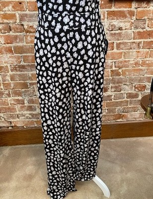 IMAN Global Chic Black Grey Cheetah 3X Average Palazzo Pant New Luxury Resort