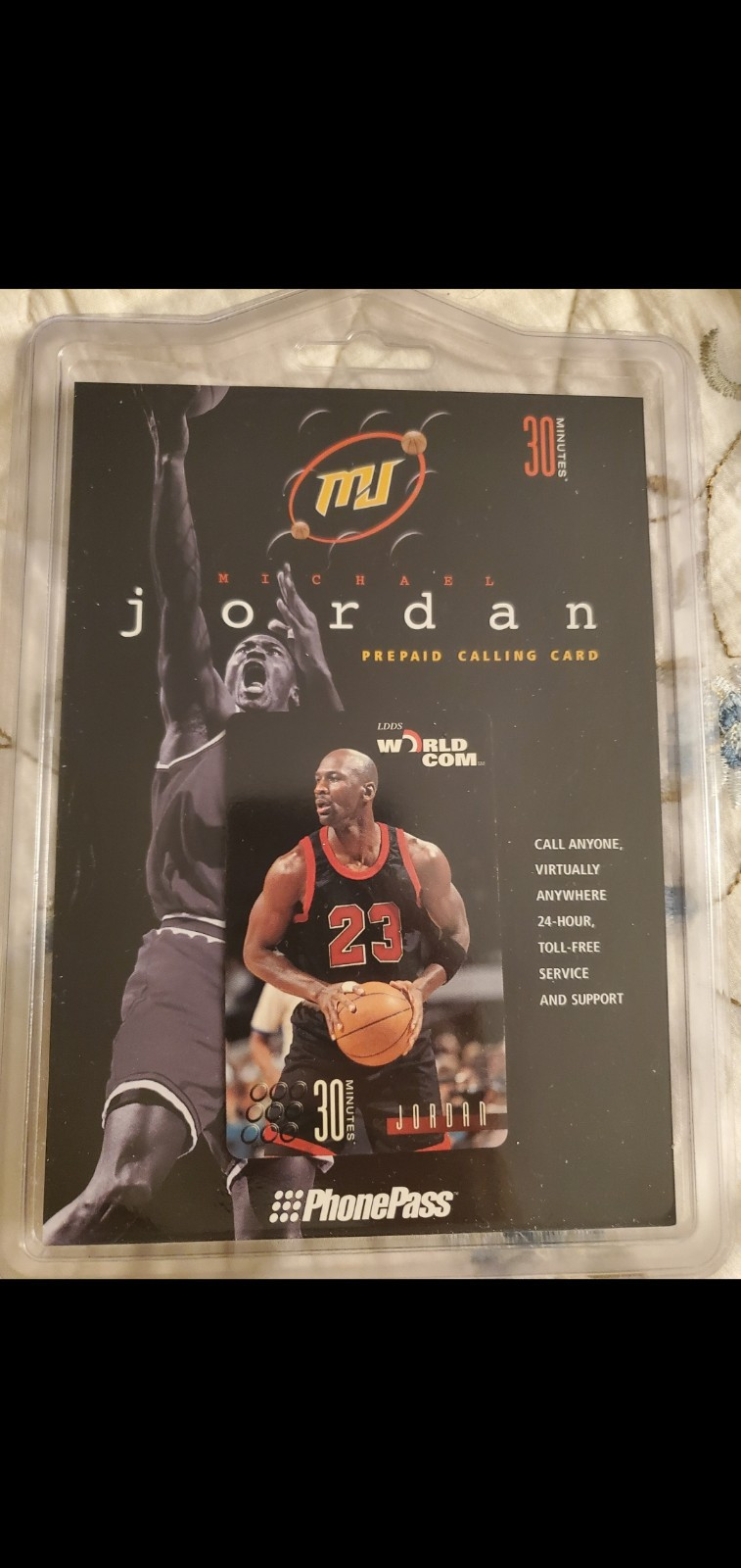 Michael Jordan World Com Phone Pass Phone Card Sealed New 30 Minute Bulls Mint