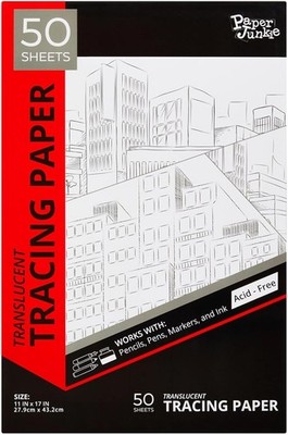 Vellum Tracing Paper Pad, 11 x 17 Inch - 50 White Sheets   Smooth Surface for...