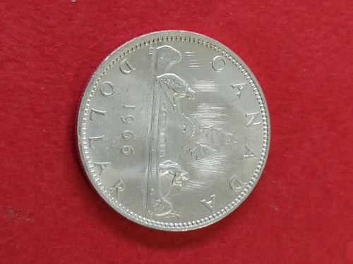 Canada Silver ,One Dollar 1966 Canoe 23 Gr Uncirculated