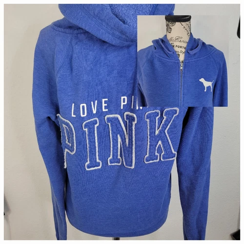 UNDERCOVER Victorias Secret maglione rosa donna piccolo zip cappuccio cane Spellout Y2K anni 90