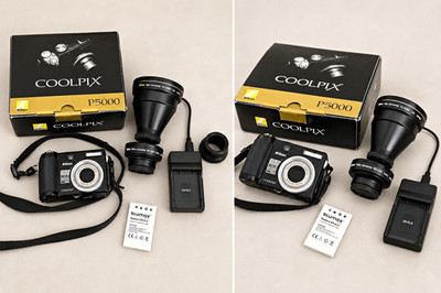 Nikon Coolpix P5000 Digitalkamera Set | Tele- & Weitwinkelkonverter | OVP