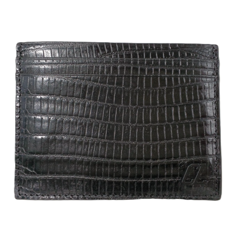 Christian Louboutin Black Embossed Leather Card Case [Rank A] Limited From JAPAN