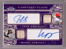 JUAN GONZALEZ / MANNY RAMIREZ 2025 Leaf Lumber Game Used Bat Autograph Auto #1/5