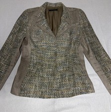 Elie Tahari Women  s Tweed Blazer Jacket Neutral Multicolor Tailored Designer 8