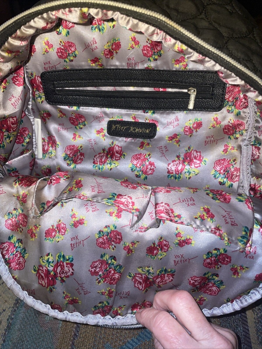 Betsey Johnson Quilted Hearts Light Blue And Roses Print 